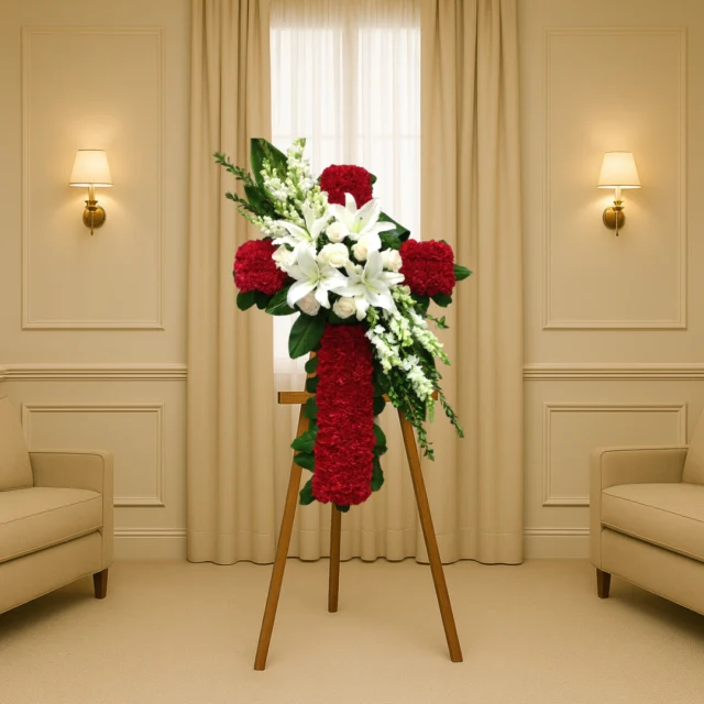Cruz de clavel rojo